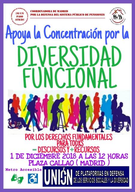 1 de Diciembre, Manifestación por la diversidad funcional y los servicios sociales